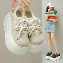 2025秋新款8增高面包鞋女欧货皮松糕厚底小个子百搭休闲鞋女