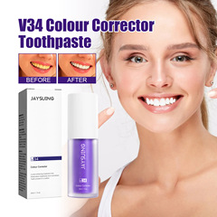 Jaysuing V34 Purple and White Toothpaste for Oral Freshness, Stain Removal, and Teeth Whitening