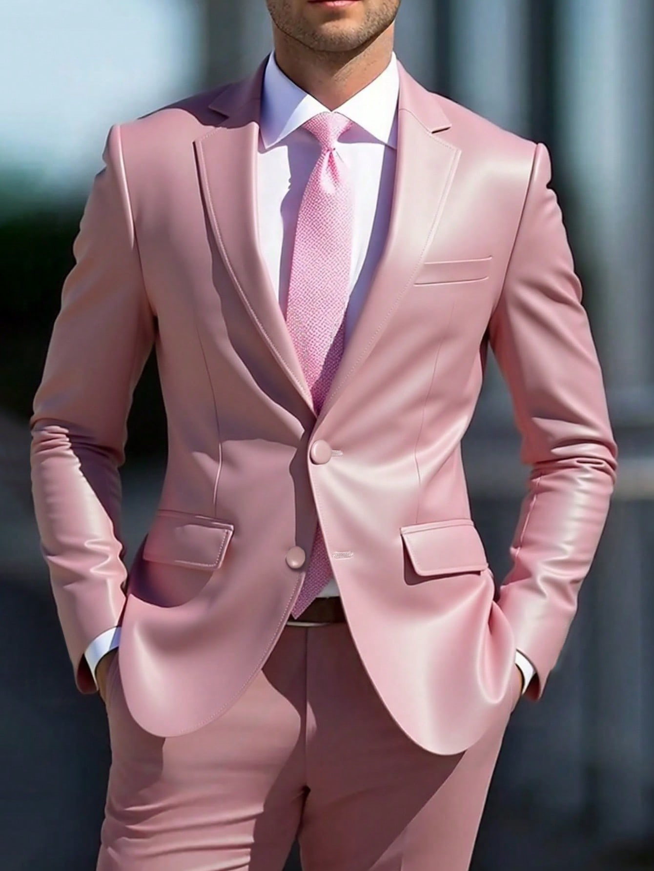 2026 trajes de hombre transfronterizos trajes rosa pu chaqueta de vestido de fiesta de negocios casual temu240813