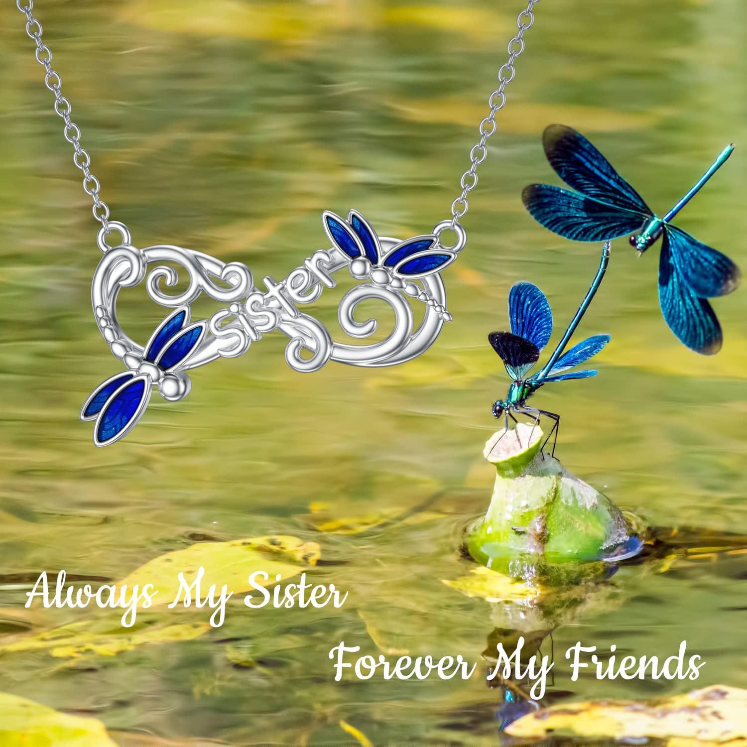 Collar hermana libélula para mujer, cadena de moda azul_voghion.com