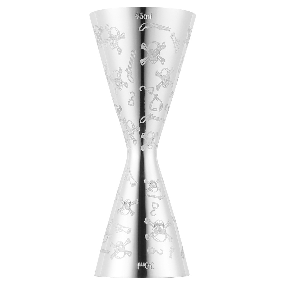 Taza de medición de cóctel de doble cabeza de acero inoxidable 304 con escala anillo de oro dispositivo de medición de vino taza de cintura pequeña