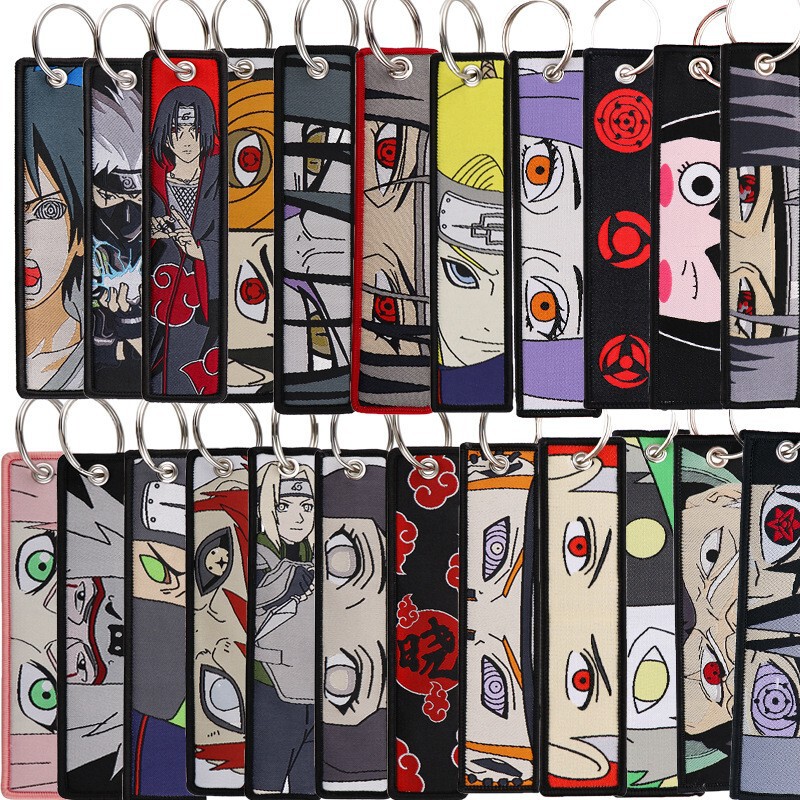 Cartoon Anime Woven Label Keychain Lanyard Office Id Badge Holder Woven Fabric Keychain Accessories Bag Pendant