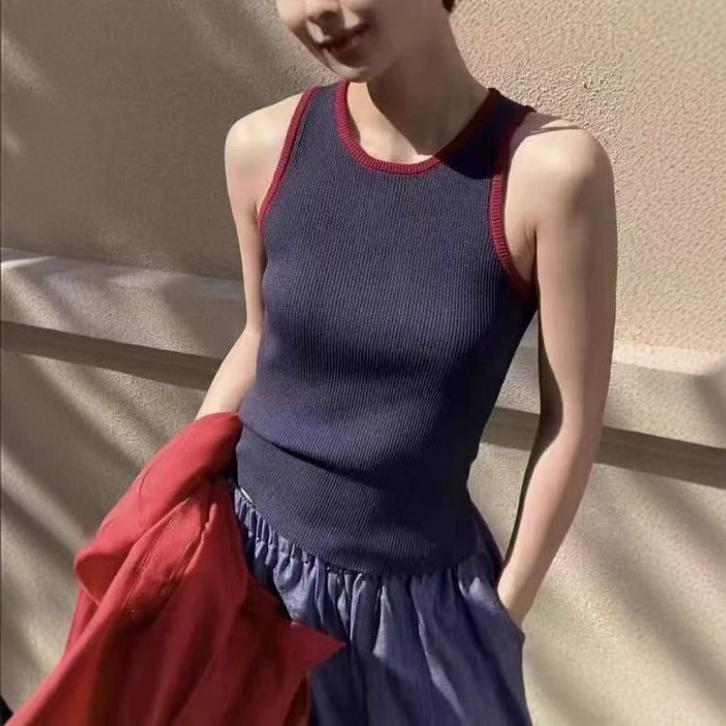 撞色吊带背心女内搭打底衫秋冬打底修身显瘦无袖上衣外穿针织洋气|undefined