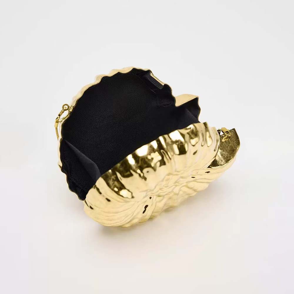 Elegante pochette da donna in metallo a forma di lumaca con tracolla a catena, chiusura magnetica e tasca interna per feste serali e uso quotidiano_voghion.com