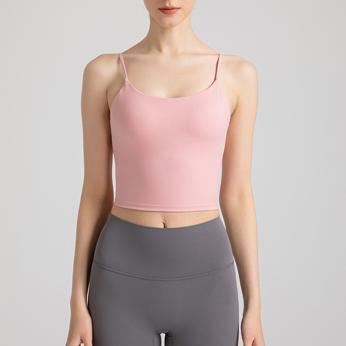 Better Lycra shock-proof yoga vest with chest pad fixed cup casual suspender fitness top sports bra bra