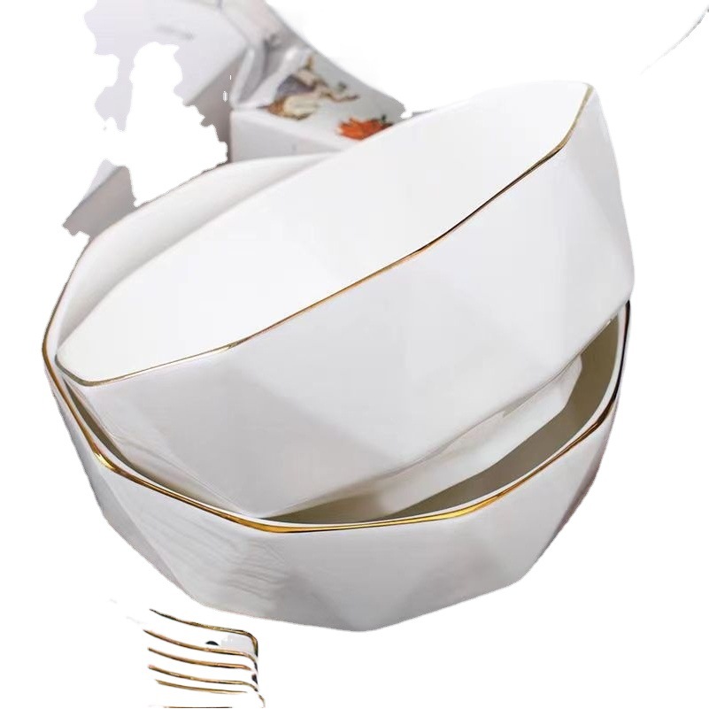 Luz de lujo tazón de cerámica placa traje tazón plato vajilla alto aspecto tazón de arroz plato hogar simple nuevo