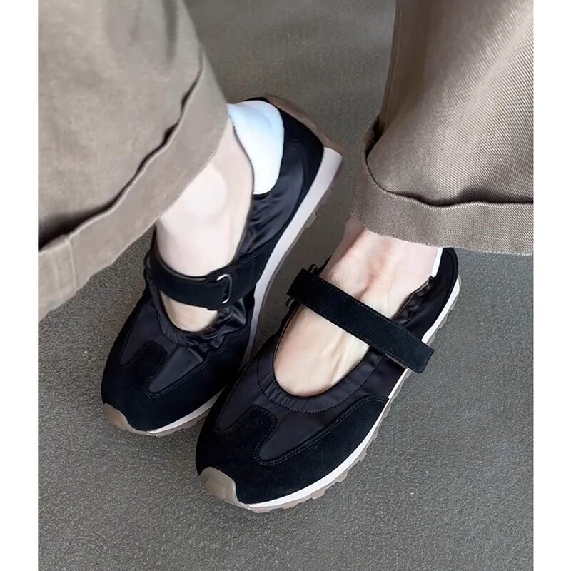Sheepskin Version! 2025 New Niche Moral Training Forrest Gump Shoes Ballet Velcro Sports Thick-Soled Mary Jane Shoes for Women
