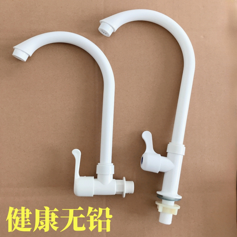 Cocina doméstica vertical lavabo facial de plástico único grifo de lavabo giratorio de agua larga