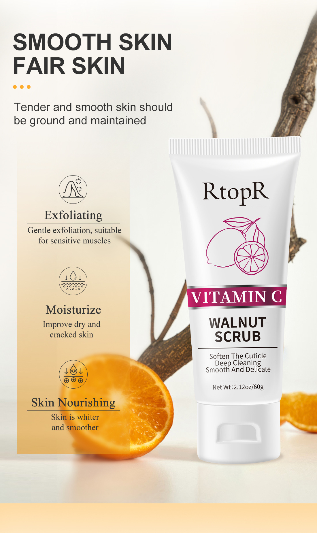 RtopR Vitamin C Walnut Scrub RtopR050 Cross-border Edition Item Picture