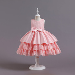 Cross-border new children's dress princess skirt for girls, flower child ballgown piano performance dress kids dress