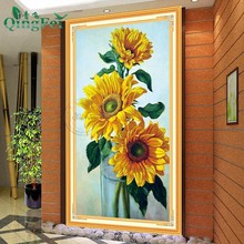 青飞精准印布满绣向日葵十字绣太阳花客厅玄关中堂装饰画5D钻石画