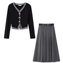 2025假两件撞色领长袖开衫女早秋修身显瘦休闲拼接百搭短款上衣