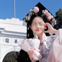 泉州簪花头饰材料包diy成品学士帽汉服女童浔埔簪花围发饰儿童