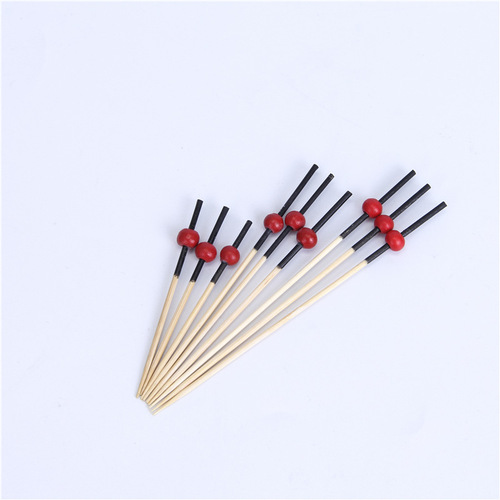 Fruit skewer double bead skewer scissor skewer cocktail disposable internet celebrity skewer bamboo skewer colorful creative home commercial skewer