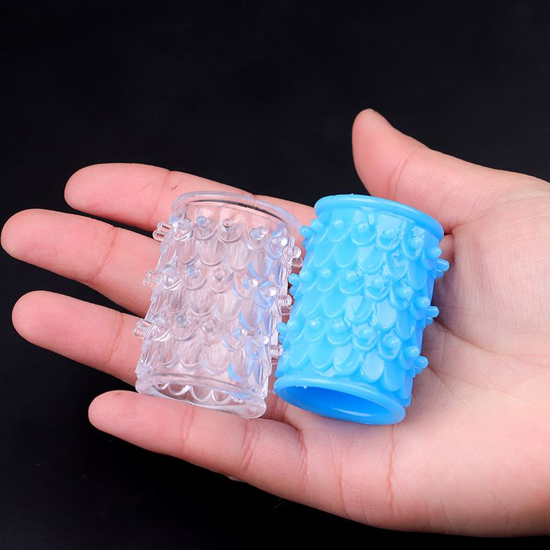TPE Dragon-Scale Textured Locking Ring, Slip-on Delay Ring, Transparent — detail image 3