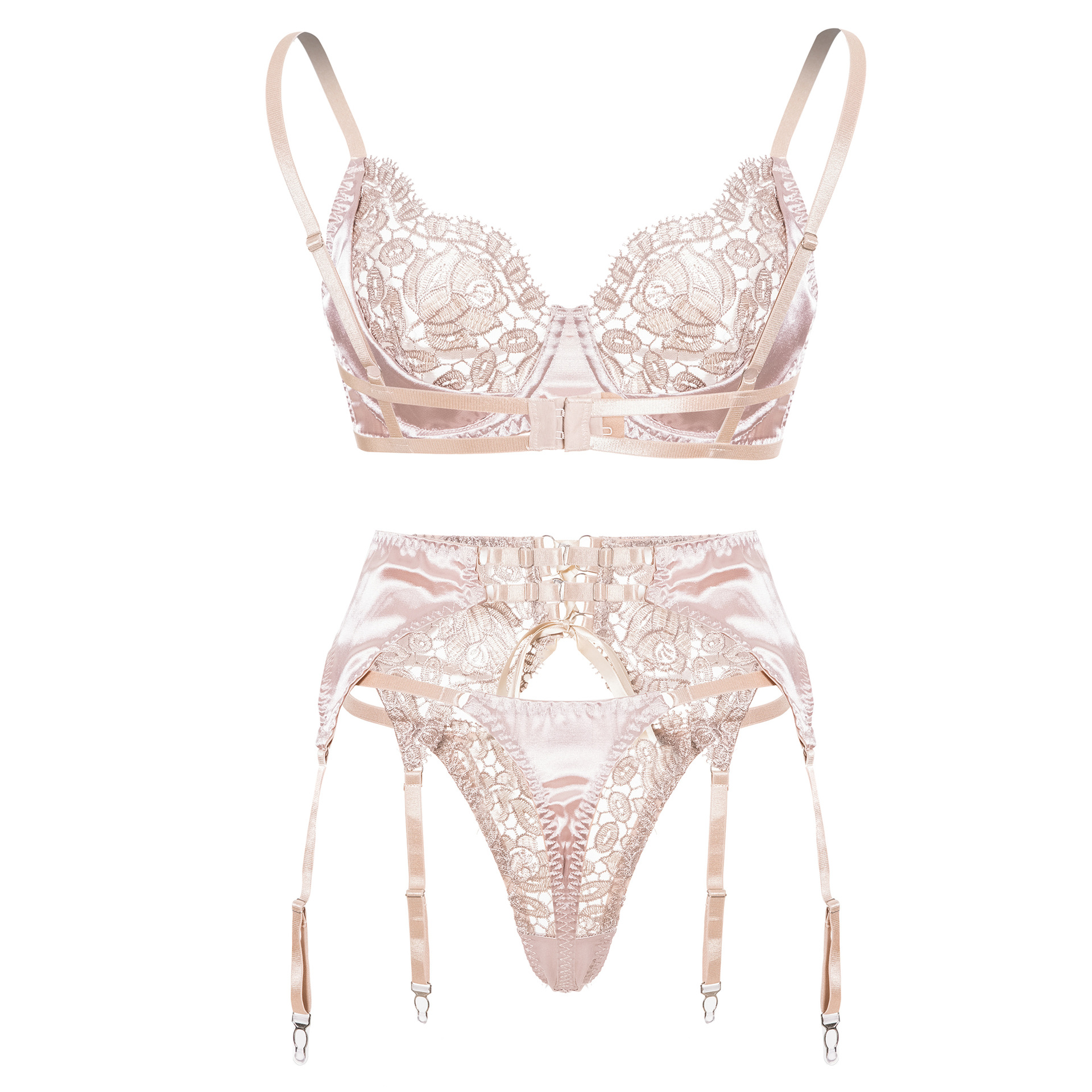 Chic Elegance in a Vintage-inspired Floral Embroidery Lingerie Set