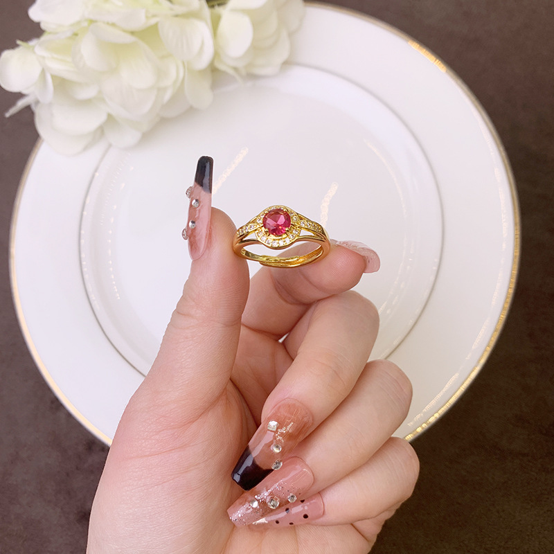 Anillo de oro de arena vietnamita anillo de palacio anillo redondo de bronce dorado para mujeres joyas de mano al por mayor