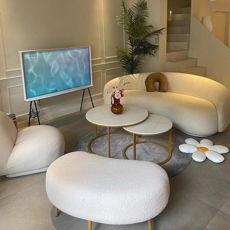 Nordic Internet Celebrity Living Room Light Luxury Beauty Salon Reception Homestay Wedding Shop Cream Ins Style Leisure Area Curved Sofa Nordic Internet Celebrity Living Room Light Luxury Beauty Salon Reception Homestay Wedding Shop Cream Ins Style Leisure Area Curved Sofa