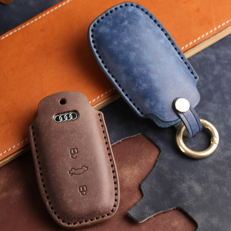 Suitable for 18 Audi A6L key cover Q5 leather old A8L bag A5 buckle A7 car remote control special protective shell high-end