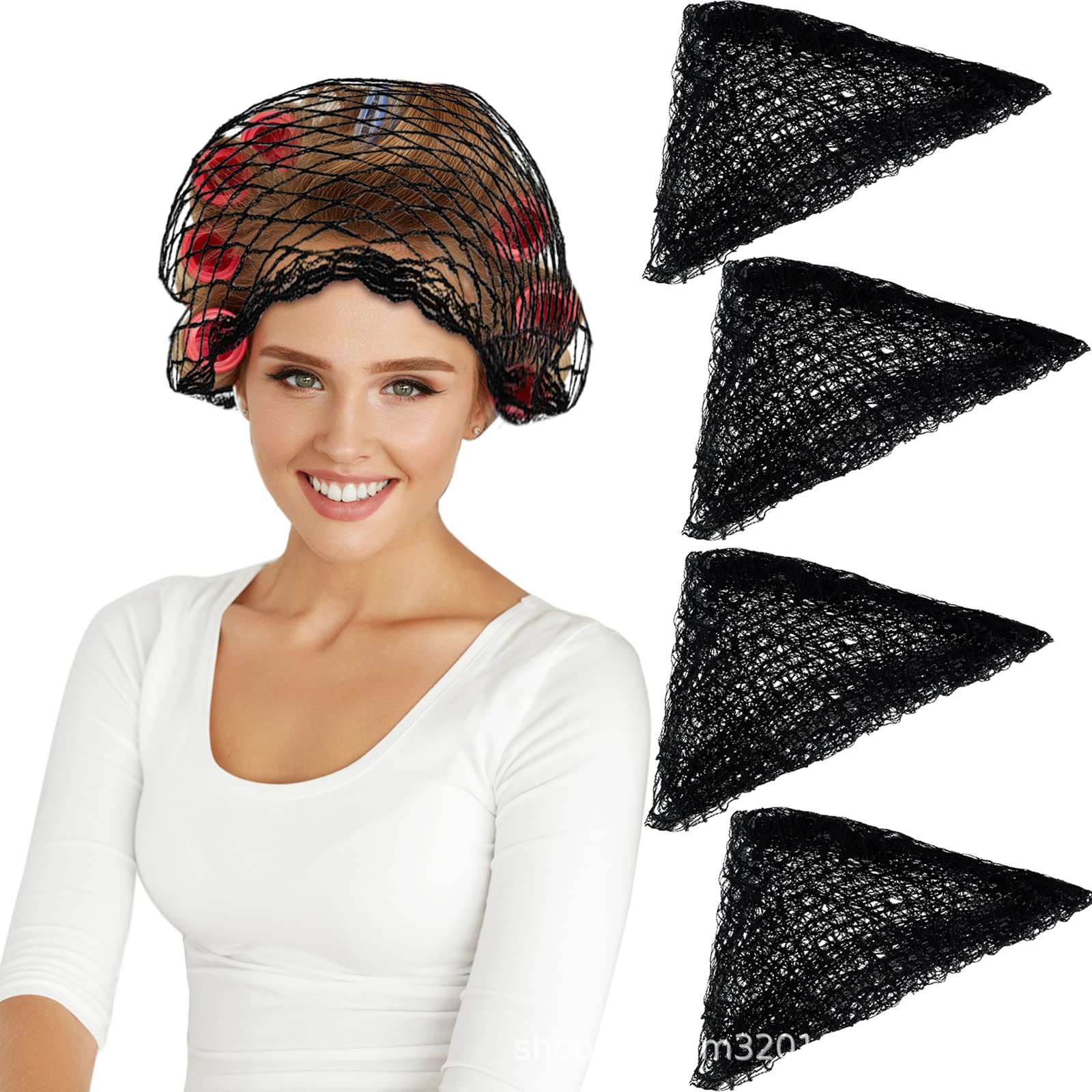 Cross-Border Amazon Triangle Hair Net Curler Women's Head Wrap European and American Accessories Mesh Headscarf Beauty Headband