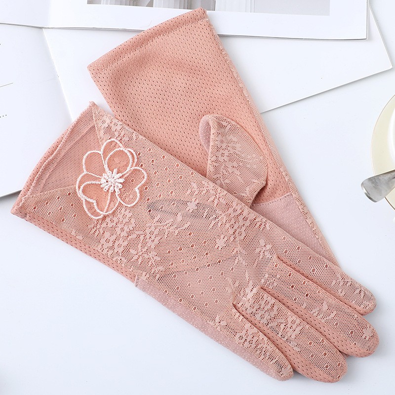 Guantes de protección solar de primavera y verano guantes de pantalla táctil de encaje conducción de las mujeres transpirable al aire libre protección solar guantes de equitación
