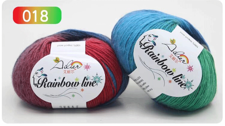 Sección teñido Arco Iris hilo de lana pura color degradado música puntaje medio grueso palo aguja gancho chal sombrero bufanda lana