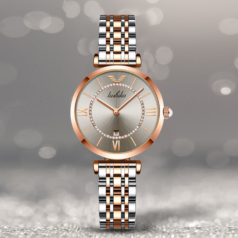 Popular High End and Niche Women's Watch, Light Luxury with Diamond Inlaid Quartz Watch, Waterproof Steel Band Watch for Women_voghion.com