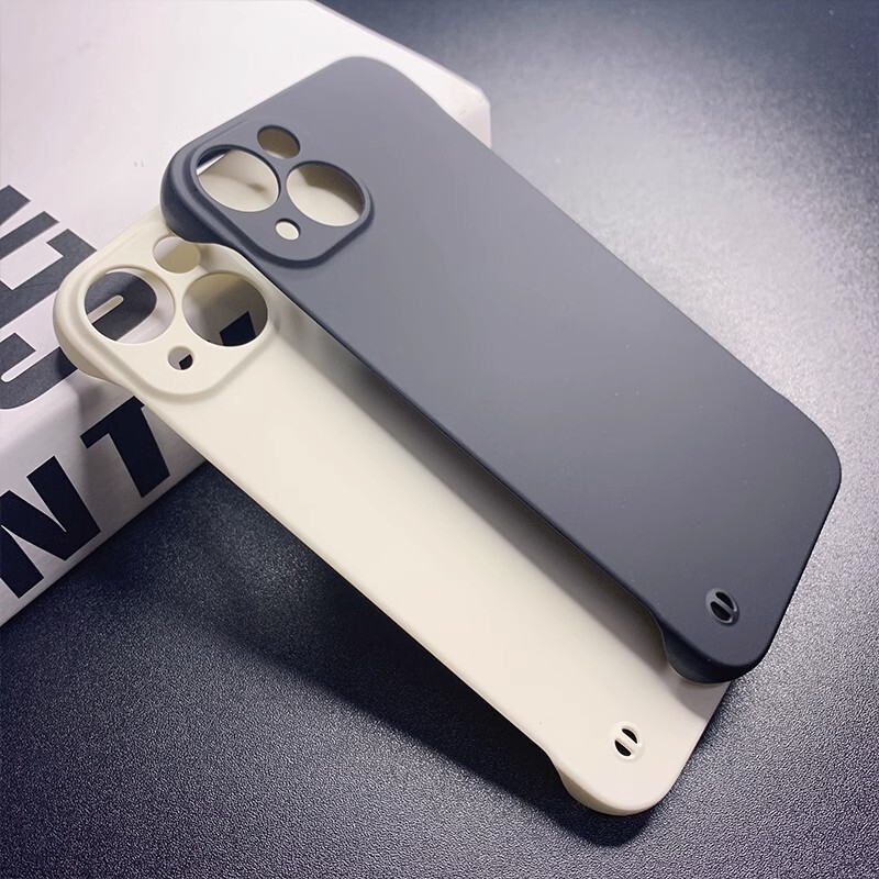 Iphone15Proフレームレス携帯電話ケース適用アップル14PROMAX肌感超薄型PC純色保護カバー|undefined
