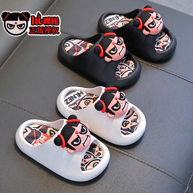 Zapatillas de verano genuinas Nezha para niños y niñas antideslizantes de fondo suave baño interior para padres e hijos para niños zapatillas de playa