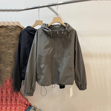 户外休闲工装冲锋衣2025秋款韩版纯色连帽长袖外套宽松潮酷夹克