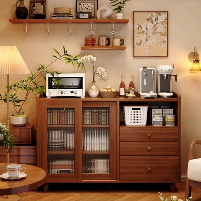 Sideboard Wall-Mounted Integrated Storage Cabinet for Home New Mid-Century Style Restaurant Multi-Functional Storage Side Cabinet Storage Cabinet