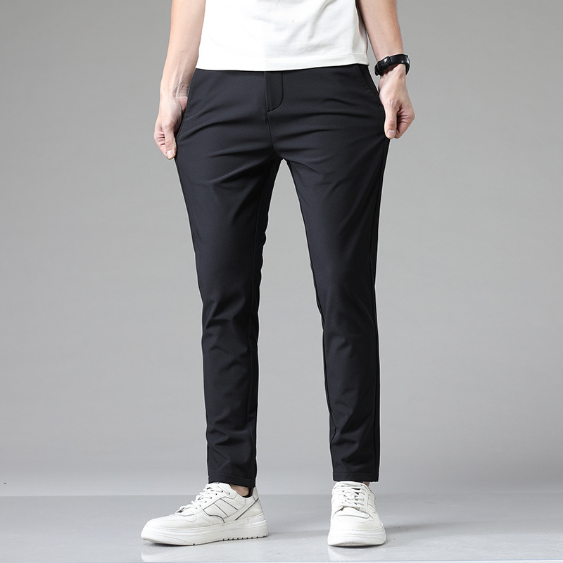 Soft Stretch Casual Pants for Men, Multi-Color Preppy Style, Straight Pants for Teenagers, Versatile Pants, Light Business