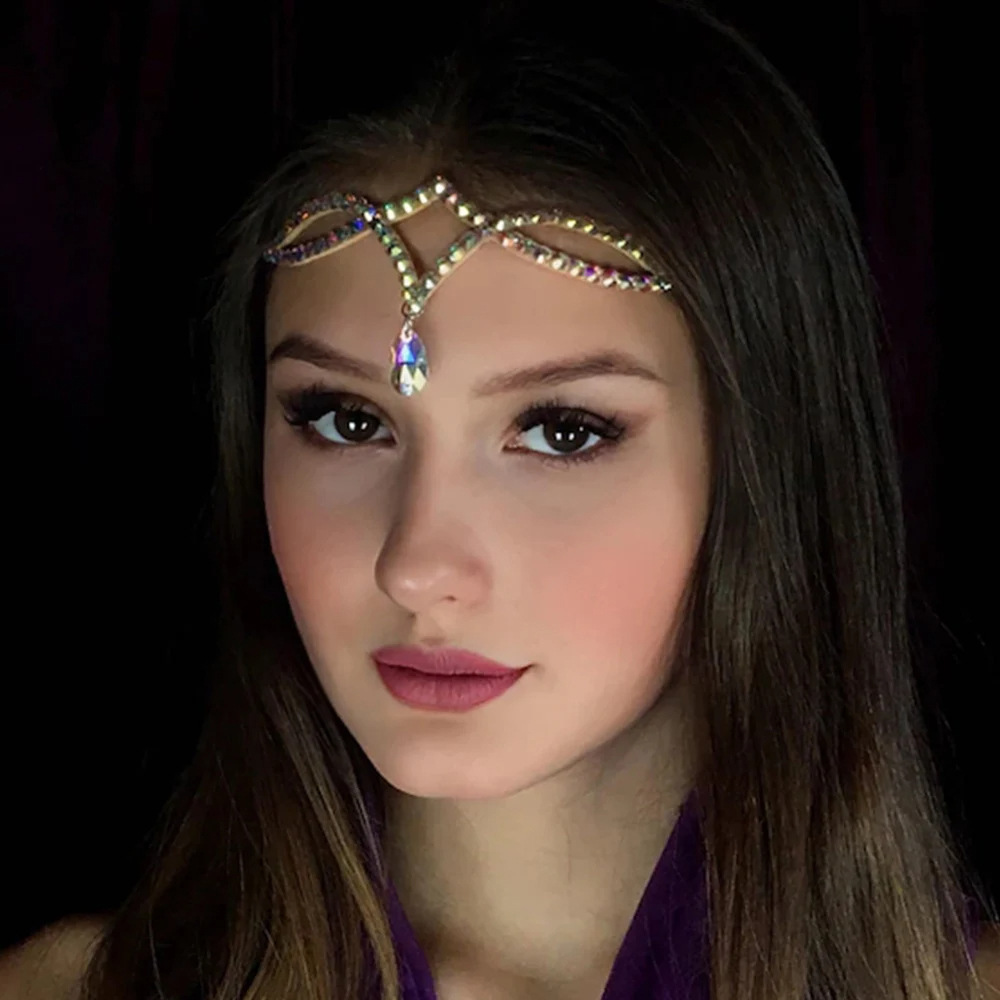 European and American Fashion Rhinestone Hair Accessories Women's Bohemian Style Summer High-end All-match Hair Accessories Geometric Colored Diamond