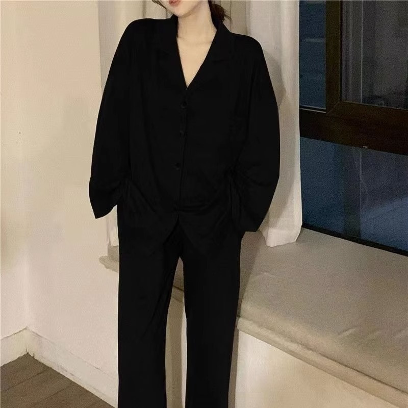 여성용 잠옷 봄, 가을 긴팔 귀여운 심플한 가정복 외부에서 착용할 수 있는 고급 2023 새로운 스타일 대형 슈트