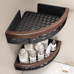 胡桃木トイレ棚棚棚浴室トイレシャワートイレ穴なし収納コーナーバスケット三脚