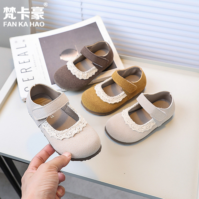 Select Niche Retro Mary Jane Girls Lace Princess Shoes 2025 Spring and Autumn New Children's Shoes
