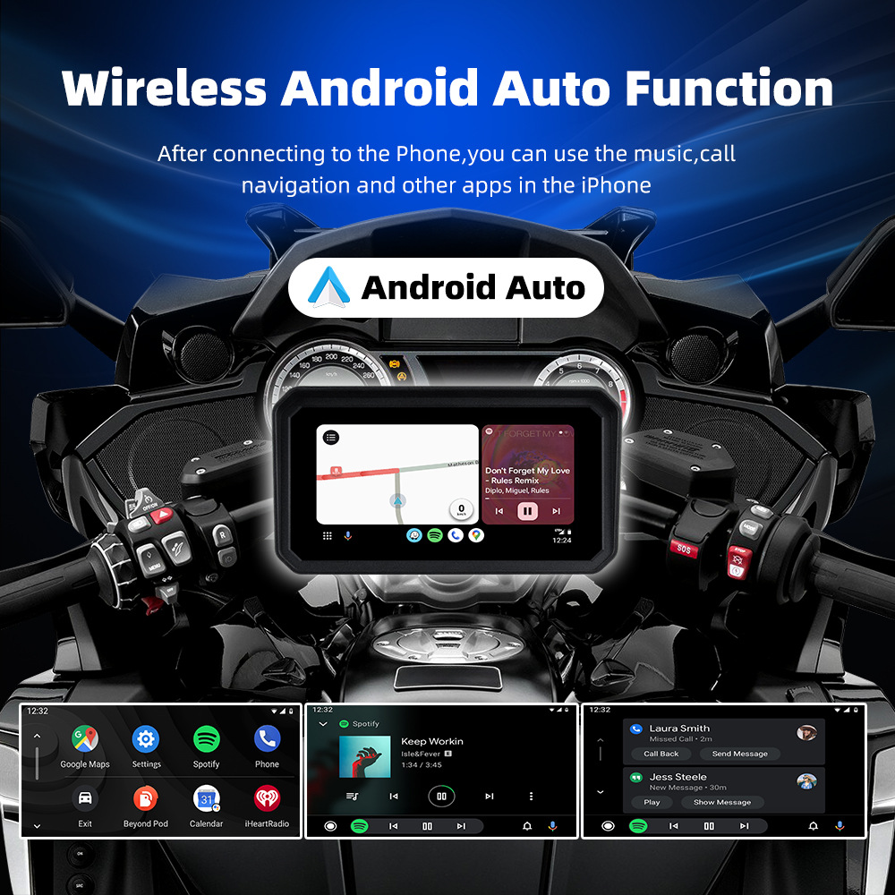 6.25inch Motorcycle Wireless Carplay/Android Auto Phone Screen Projection Dash Cam