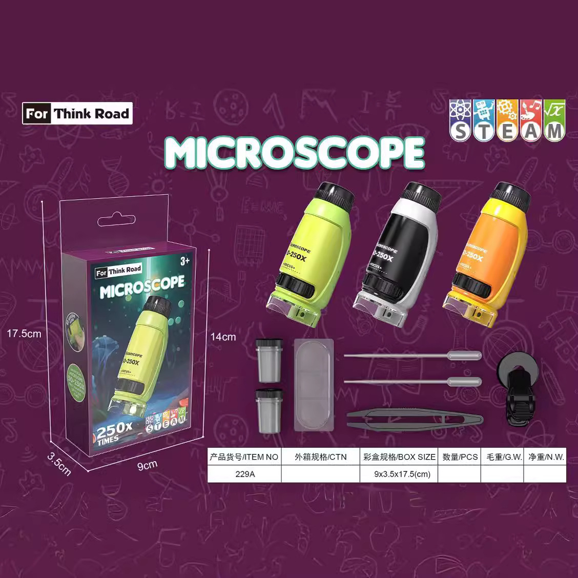 Mini juego de juguete de microscopio de mano para exportación transfronteriza, equipo de laboratorio de biología científica para estudiantes, juguete de microscopio