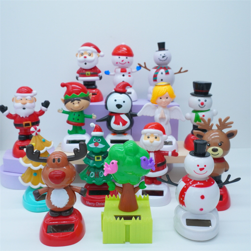 Cross-border Christmas solar energy automatic swing doll car interior shake head decorations creative car car ornaments