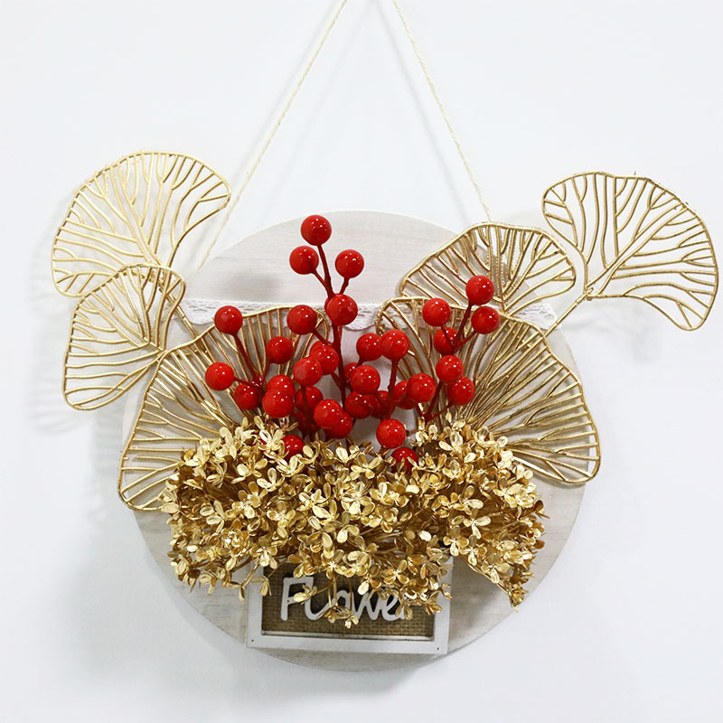 Año Nuevo redondo de madera colgante de pared sala de estar colgante de decoración de pared enchufe rico fruta roja bayas nueva casa regalo