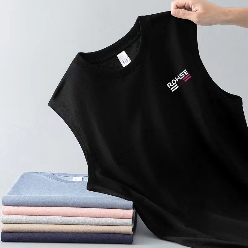 2026 camiseta de estilo de Hong Kong tendencia camiseta sin mangas camiseta de hombro camiseta de cuello redondo chaleco de ejercicio de secado rápido hombre
