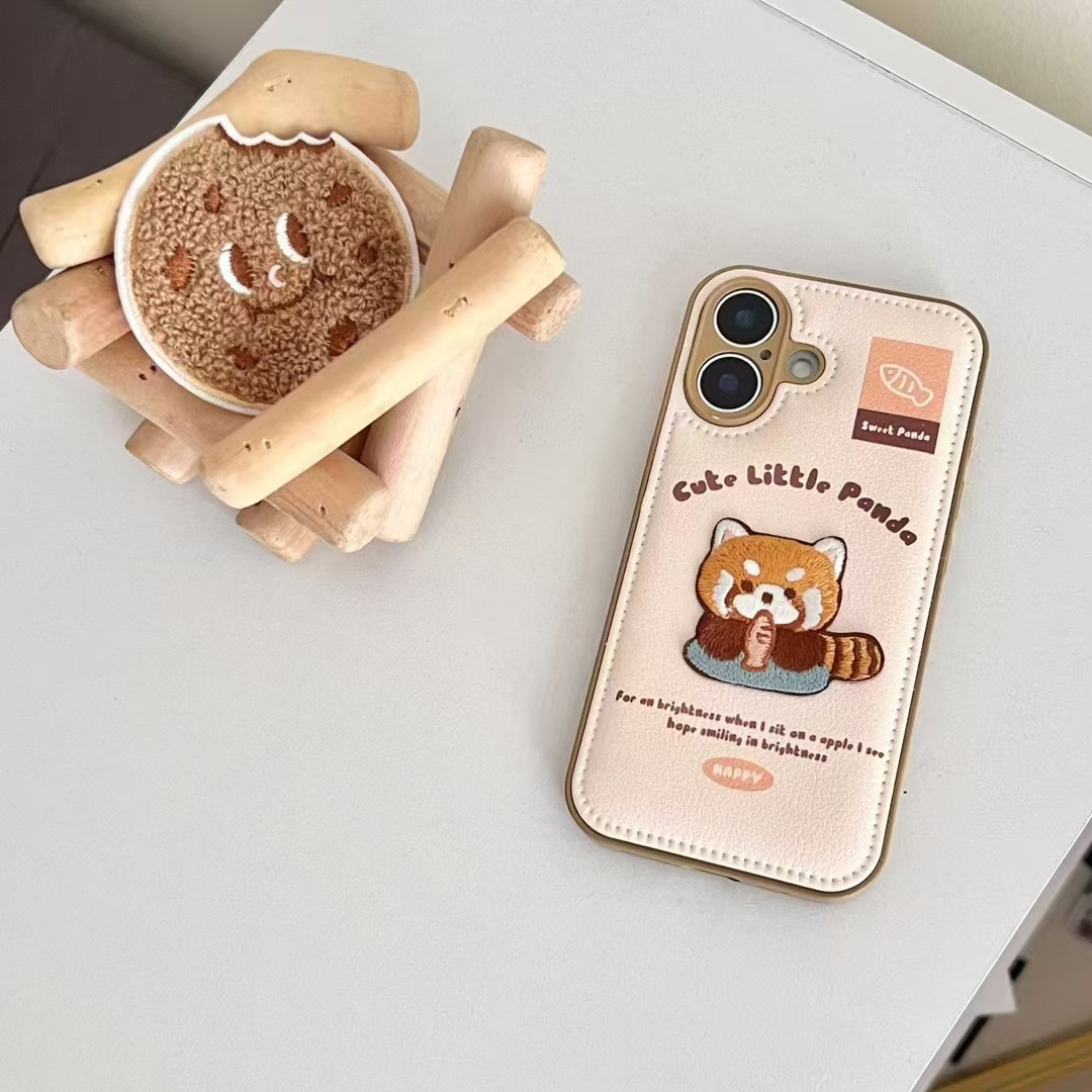 Cachorro bordado de dibujos animados para iPhone15/16 chaqueta de plumón funda para teléfono móvil Apple 14promax otoño e invierno 13p mujer