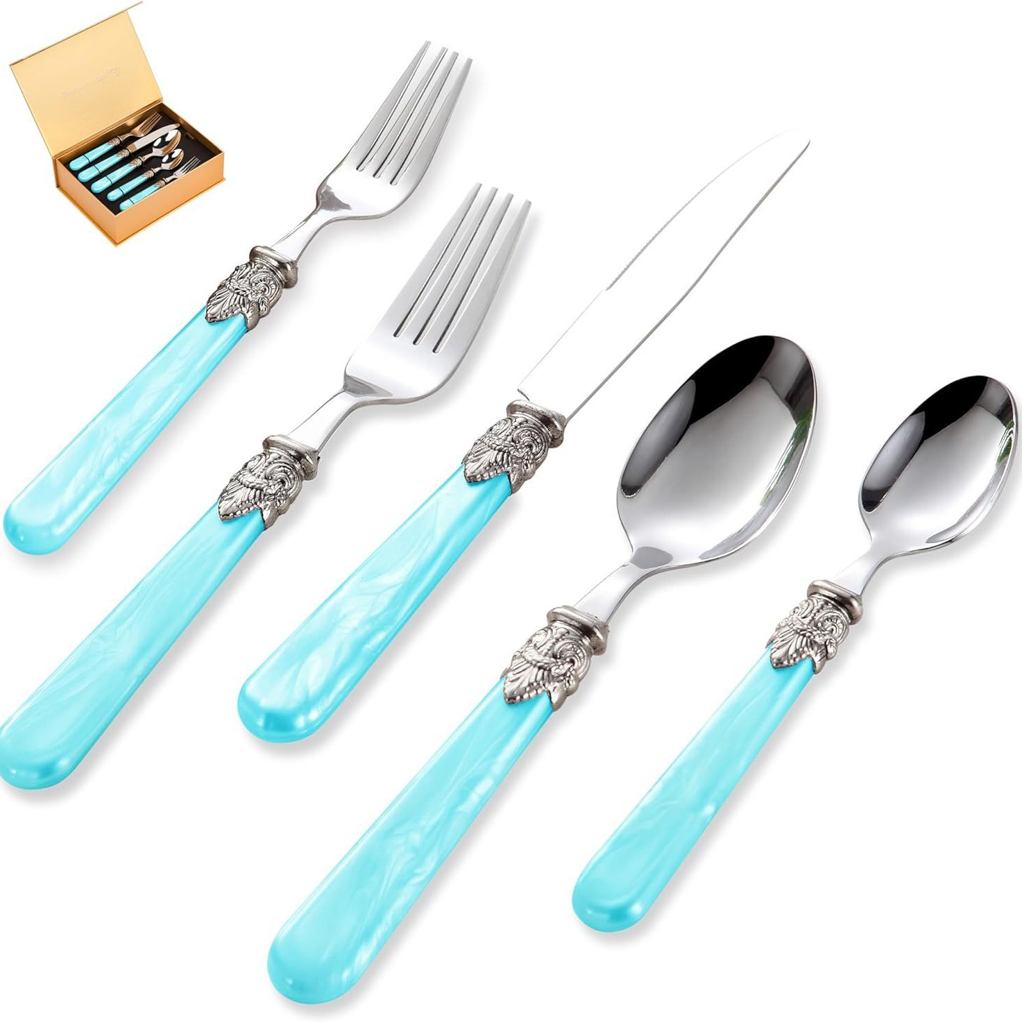 Blue acrylic handle stainless steel