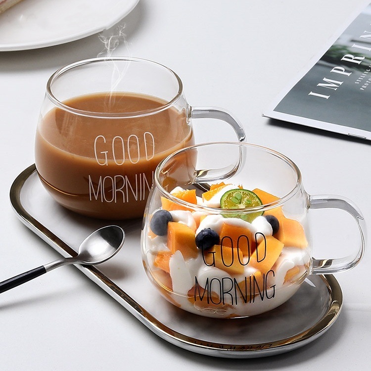 Large Borosilicate Glass Milk Oatmeal Mug Temperature Resistant_voghion.com