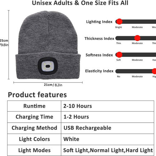 High-End Amazon LED Heating Knitted Hat Night Vision Hat Fishing Hat Glowing LED Knitted Hat Outdoor