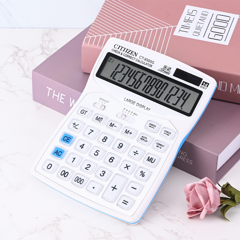 Fábrica al por mayor CT-9300G solar real calculadora de 12 dígitos en stock computadora de doble potencia puede establecer logo