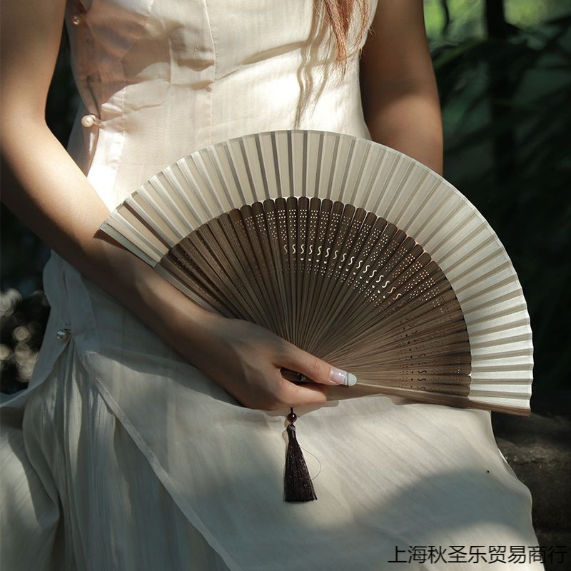 ネットセレブ人気扇子、中国風、古代風、新中国風、小型扇骨、大型レトロクラシック中空扇子、古代風|undefined