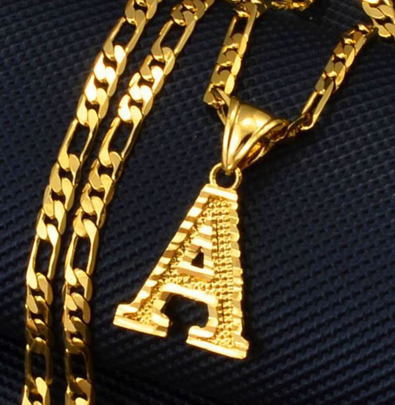 Collier Chaîne Lettre Alphabet En Zircon Plaqué Or Pour Femme_voghion.com