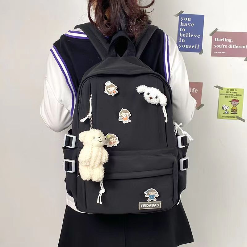 Mochila escolar para estudiantes de secundaria, mochila sencilla y ligera de estilo coreano de gran capacidad, mochila informal de color puro para niña
