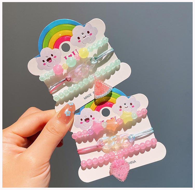 1 Set Quantity Daily Occasion Plastic Material Cartoon Style Cute Bear Heart Shape Pineapple Plastic Wholesale Bracelets